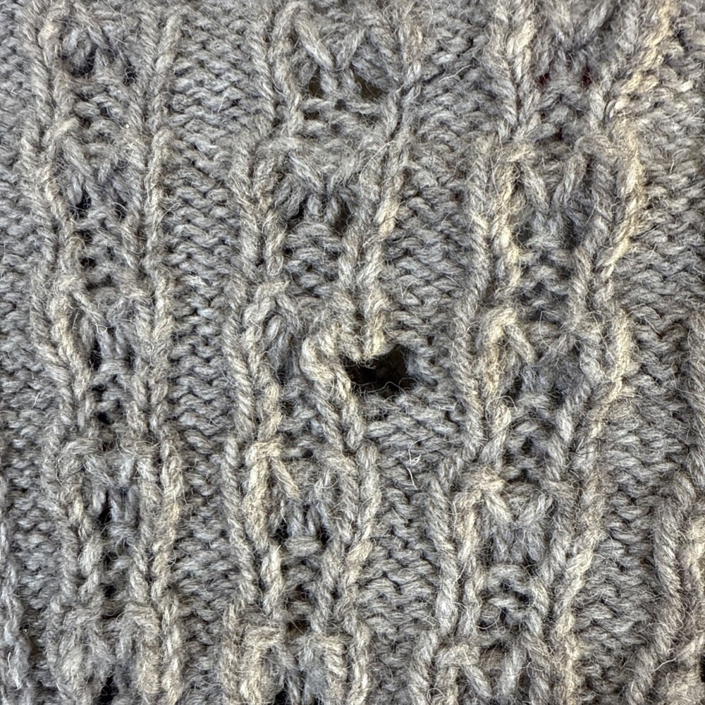 Carraig Donn Aran Sweater Cardigan Women Sz L Beige Wool Cable Knit pocket - Picture 11 of 13